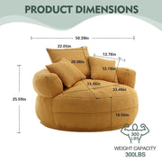 Sillón redondo tipo perezoso – Blanco/Azul/Gris/Amarillo/Naranja/Rojo rosa/Azul marino/Verde, asiento individual y doble