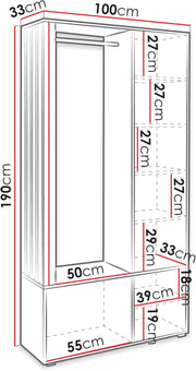 Set de recibidor Mirjan24 Raldento con espejo, perchero, zapatero y compartimentos, perchero de pared, mueble de entrada, recibidor compacto (color cachemir)
