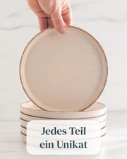 Juego de vajilla de gres para 12 personas Rustic, 48 piezas, GANADOR DEL TEST, vajilla de gres de alta calidad estilo casa de campo, juego de cuencos y platos, servicio de mesa para 12 personas, juegos de vajilla Pure Living en beige