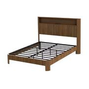 Estructura de cama ModernLuxe tamaño Queen/Full XL con cabecera de almacenamiento, estación de carga integrada, diseño ondulado, soporte silencioso