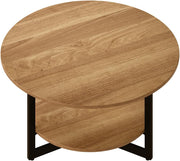 Mesa de centro red onda skølm Drakkar Ø70 cm – Mesa de salón de madera maciza de roble y estructura de metal – Mesa de sofá con 2 estantes – Mesa auxiliar pequeña aceitada – Mesa de madera para salón con espacio de almacenamiento – Mesa de centro
