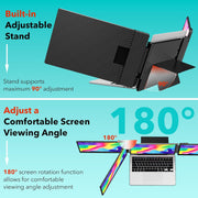 Monitor portátil de 14", extensión de pantalla para ordenador portátil, monitor triple FHD 1080P, pantallas para PC con HDMI/USB-C Plug & Play para Mac, Windows y Chrome