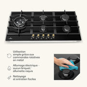 Placa de Cocción a Gas Klarstein con 5 Quemadores – Placa de Cocción Empotrable 11100W, Superficie de Acero Inoxidable, Compatible con GLP