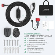 Estación de carga 11kW 400V trifásica 8-16A Tipo 2 cable de 7,6m CEE IP66 control por App con soporte de pared