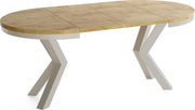 WFL GROUP Mesa de comedor redonda extensible estilo loft - Mesa industrial con patas de metal color cachemira gris beige - Mesa ahorradora de espacio para salón - Roble Lancelot - 100 a 180 cm