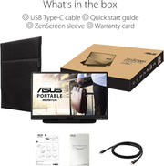 ASUS ZenScreen MB166C - Monitor portátil FHD de 15,6" - Teletrabajo o gaming - Alimentación y visualización mediante USB tipo C - Panel IPS - 1920x1080 - Tecnología Flicker-Free/Filtro de luz azul - para portátil