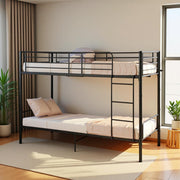 DORAFAIR Litera 90 x 200 cm, de Metal, con Somier de Láminas, Escalera y Protección Anticaídas, Cama Doble, Negro