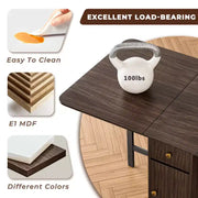 Mesa de comedor plegable ATJafurn de 59'' con alas abatibles para espacios pequeños, mesa de cocina extensible de madera rectangular con ruedas y almacenamiento