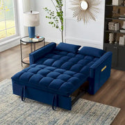 Sofá Cama Biplaza 4 en 1 con Apoyabrazos y Bolsillos de Almacenamiento, Sofá Cama Extraíble Tapizado Multifunción con Respaldo Ajustable