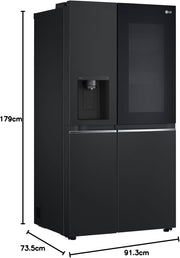 Frigorífico Side by Side LG GSGV81PYLL, Clase E, 635 L, Instaview, frigorífico con congelador, dispensador de hielo, hielo picado y agua, Total NoFrost, compresor Smart Inverter, Wi-Fi