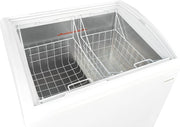 Congelador horizontal convertible Frigidaire, vitrina con tapa de cristal, 6.5 pies cúbicos, ruedas giratorias, temperatura ajustable