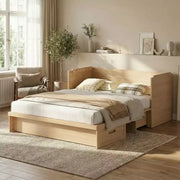 Cama Murphy convertible tamaño queen Mjkone con colchón, carga USB y cajones de almacenamiento