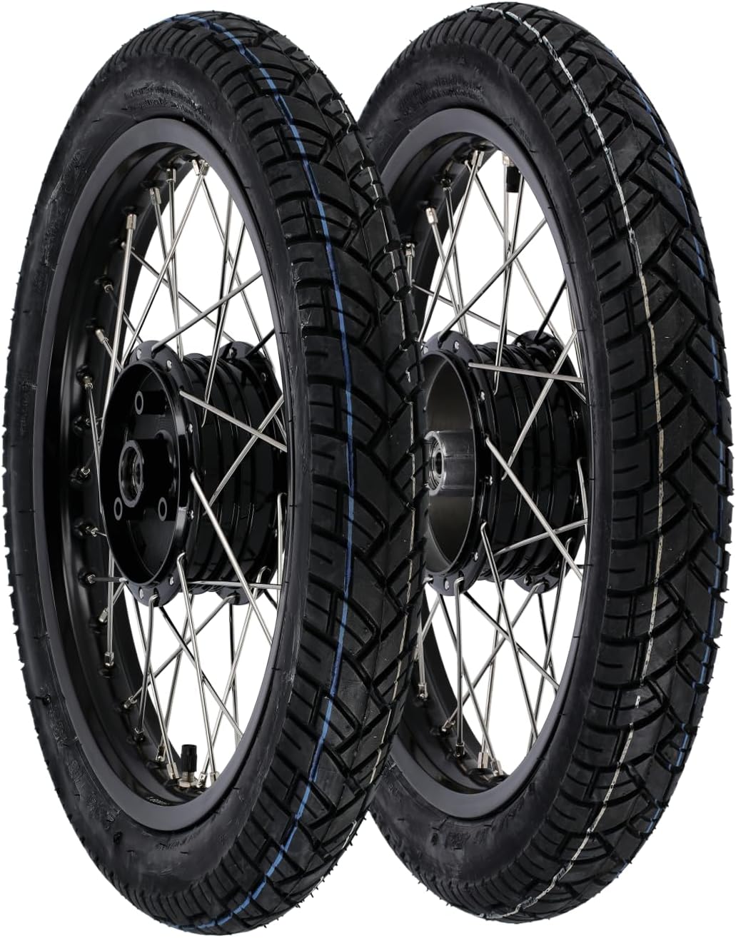 Set: 2 ruedas completas llanta de aluminio 1,6x16", buje - anodizado negro + acero inoxidable