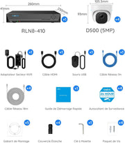 Reolink 5MP Cámara de Vigilancia Exterior, Kit de Videovigilancia con NVR de 8 canales y 2TB y 4 Cámaras IP PoE Cableadas de 5MP, Detección de Personas/Vehículos, Visión Nocturna de 30m con Audio, RLK8-520D4-5MP