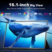 Monitor Portátil Teamgee 16,1" FHD 1200P IPS con Soporte Magnético Ajustable en Altura de 360°, Pantalla Dual Ultradelgada para Mac/Windows/Chrome (Portátiles de 13-17,3"), Montaje VESA
