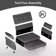 Sofá cama extraíble 3 en 1 de 51 pulgadas, sofá biplaza convertible con respaldo reclinable ajustable, sofá tapizado en chenilla, bolsillo lateral