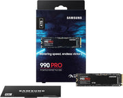 SSD 990 Pro NVMe M.2 PCIe 4.0, SSD interno, capacidad de 4 TB, velocidad de lectura de hasta 7450 MB/s, gestión térmica inteligente con revestimiento de níquel, MZ-V9P4T0BW