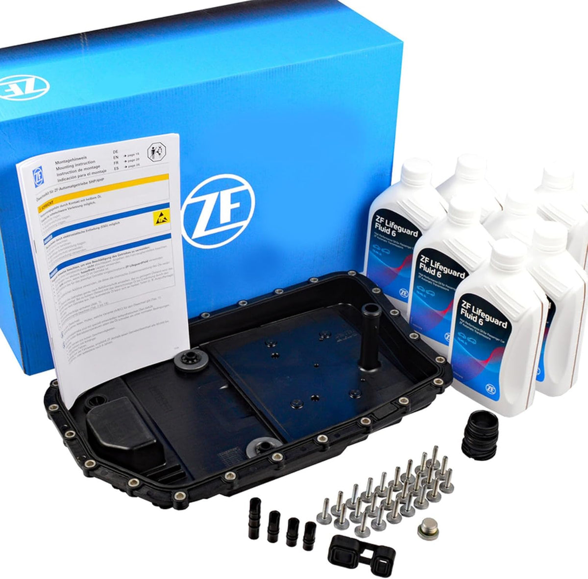 ZF 1071.298.033 Kit de filtros hidráulicos para BMW con ATF LifeguardFluid 6 + juntas (paquete de 6)