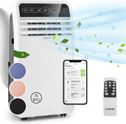 Aire acondicionado portátil Klarstein con manguera de escape, unidad 4 en 1 con ventilador, deshumidificador y modo nocturno, aire acondicionado pequeño y portátil para el hogar y la oficina, bajo consumo, 9000 BTU
