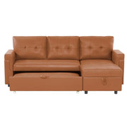 Sofá seccional reversible convertible con cama extraíble, chaise longue con almacenamiento oculto y patas duraderas