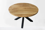Serie UNA | Mesa de madera maciza redonda - Roble - incluye pata de mesa Matrix - varios tamaños y colores | Diámetro: 100 - 160 cm