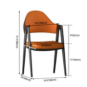 Silla de comedor con reposabrazos de cuero moderna curvada de respaldo abierto