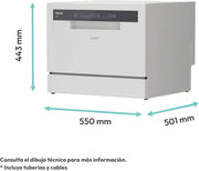 Candy CP 6E51LW Lavavajillas pequeño y compacto, 6 servicios, digital, 51 dBA, 5 ciclos, media carga, inicio diferido 3-6-9 horas, indicador de sal y abrillantador, indicador de fin de ciclo, blanco