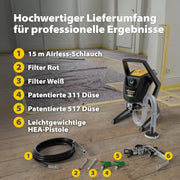 Sistema de pulverización airless Wagner Control Pro 350 R para pintura de pared, látex, barniz y lasur, 15 m² en 2 min, regulador de presión de 110 bar, manguera de 15 m