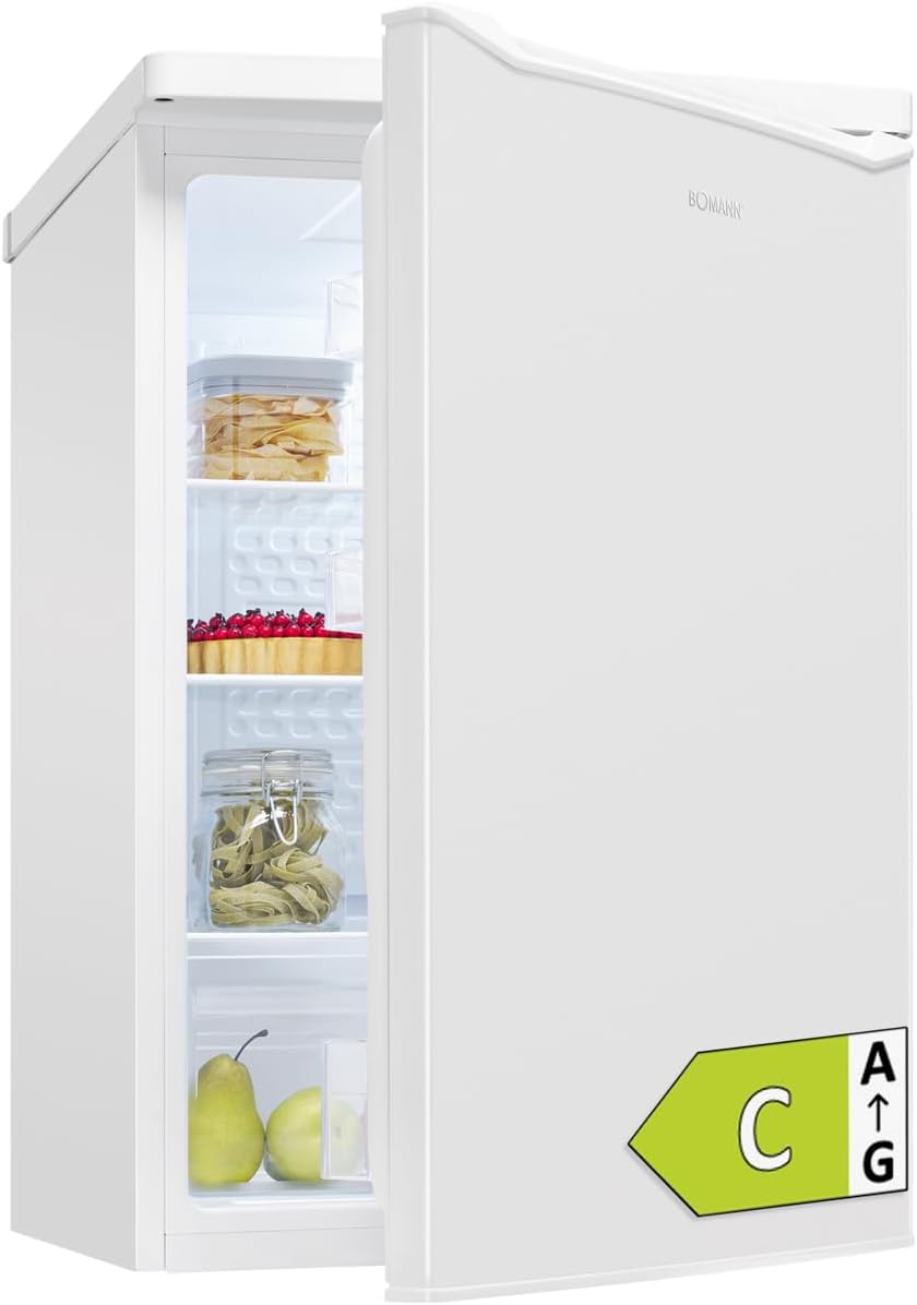 Refrigerador Bomann® sin compartimento congelador | Clase energética C | 85 cm | 5 años de garantía en el compresor | Frigorífico pequeño | 0-8 °C | silencioso 35 dB | 3 estantes | Refrigerador estándar 126 L | VS 7258 blanco