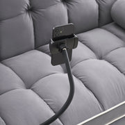 Sofá cama de 2 plazas de terciopelo de 55" con cama extraíble, respaldo ajustable, bolsillos laterales y soporte para teléfono