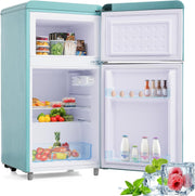 Refrigerador con congelador Merax, combinación frigorífico-congelador, frigorífico pequeño con 51L y congelador de 21L, silencioso, LED, estantes de vidrio, cajón para verduras, estantes en la puerta, para cocina, sala de estar, oficina, negro