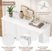Armario de cocina FirFurd, armario multiusos de 180 cm, armario despensero, aparador con 6 puertas y estantes ajustables, armario multiusos para cocina, salón y recibidor, 180x106x37 cm, blanco