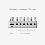Teenage Engineering TX-6, mesa de mezclas estéreo profesional de 6 canales (interfaz de audio multifuncional, 6 entradas estéreo, 3 salidas estéreo (main/cue/aux), minimezclador)