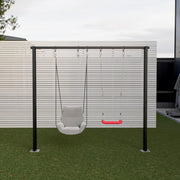 Estructura de columpio QLS 260 cm, soporte para columpio doble, estructura de acero para nido de columpio, negro