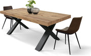 Mesa extensible PAZZO DESIGN Elisa, mesa para salón o cocina, patas en cruz X negras, fabricada en Italia, roble rústico, 160x90x76 cm - id_1997
