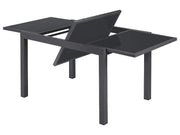 Conjunto de aluminio "Houston", 9 piezas: mesa extensible y 8 sillas de respaldo alto, gris