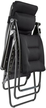 LAFUMA MOBILIER - Sillón relax acolchado de gravedad cero RSX CLIP XL - Tumbona plegable para jardín e interior - Tejido AirComfort - Silla reclinable versátil, máxima comodidad, Francia - Acero negro