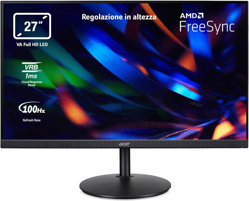 Acer CBA272Hbirf - Monitor de PC 27" Full HD, 100Hz HDMI/75Hz VGA (1920x1080, 16:9, FreeSync, 1ms VRB, 250 nits, Comfyview, BlueLightShield, Flicker-Less, 1xVGA/1xHDMI 1.4) Monitor de PC, color negro