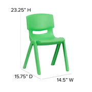Paquete de 10 sillas escolares apilables de plástico de Flash Furniture con altura de asiento de 13.25 pulgadas