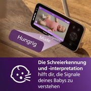 Vigilabebés con vídeo conectado PHILIPS Avent con Wi-Fi, cámara HD de alta calidad, visión nocturna por infrarrojos, detección de llanto, función de comunicación bidireccional, 12 horas de duración de la batería en modo Eco, modelo SCD951/26
