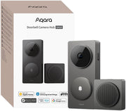 Timbre con vídeo Aqara 2K G410 con timbre, HomeKit Secure Video, Hub Matter integrado, Wi-Fi 2,4 GHz/5 GHz, Zigbee y Thread, 4:3, inalámbrico/cableado, compatible con Alexa, Google y Home Assistant, gris