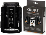 Cafetera espresso superautomática Krups Arabica Picto, boquilla de espuma de leche, función de 2 tazas, mando giratorio, limpieza fácil, cafetera, negra, EA810870