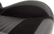 Asiento tipo baquet AutoStyle 'Classic II' - Piel sintética negra + ante + costuras grises - Respaldo ajustable a la izquierda - incl. guías