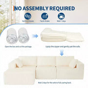 Sofá seccional modular de 108'', sofá de esponja de pana con compresión y asiento profundo, cómodo sofá de espuma viscoelástica para sala de estar y dormitorio, no requiere montaje
