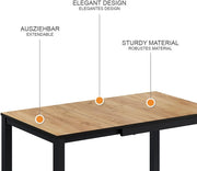 Mesa de comedor Vicco Granny, roble/antracita, 120 x 70 cm extensible, con función de extensión para longitudes de mesa variables