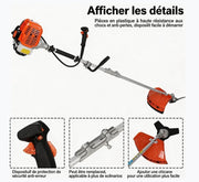 Desbrozadora de gasolina de 52 cc y 2 tiempos, eje recto con sistema antivibración, correa de transporte + accesorios para corte de jardín y mantenimiento de paisajes (2 en 1)