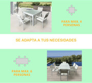 Mesa de jardín extensible MOMMA HOME de aluminio y vidrio templado - Mesa cuadrada extensible de exterior - Dimensiones 90/150 x 90 x 74 cm (blanco)