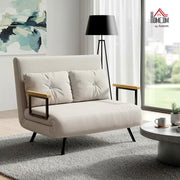 HOMCOM Sofá cama 4 en 1, sofá de 2 plazas con función de cama, 183 x 98,5 cm, sofá plegable con respaldo ajustable en 5 niveles, cojín lumbar y aspecto de terciopelo para salón, beige