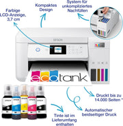 Impresora multifunción de inyección de tinta Wi-Fi Epson EcoTank ET-2826 A4, con un suministro de tinta incluido de hasta 3 años