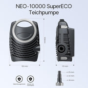 Set completo SunSun: filtro para estanque CBF-350C para estanques de hasta 90.000 l como filtro de flujo, bomba para estanque NEO10000 SuperECO 10.000 l/h 80 W, clarificador UVC para estanque CUV-236 de 36 W, distribuidor en Y